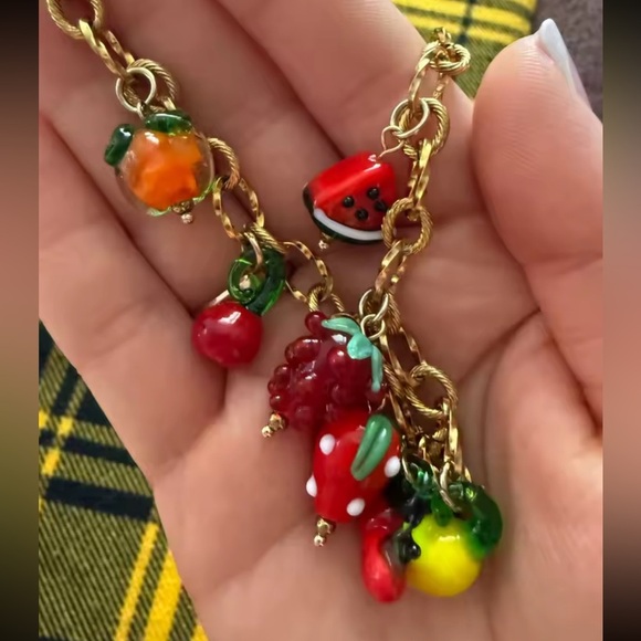 Tutti Frutti Charm 18K Gold Stainless Steel Waterproof Necklace - Picture 3 of 10